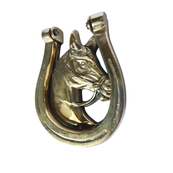 Vintage Hampton Brass Door Knocker with Horse and Horseshoe details - Picture 3 of 8